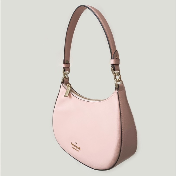 ♠️Kate Spade Staci Saffiano Small Half Moon Shoulder Crossbody Bag, Chalk Pink - Picture 2 of 10